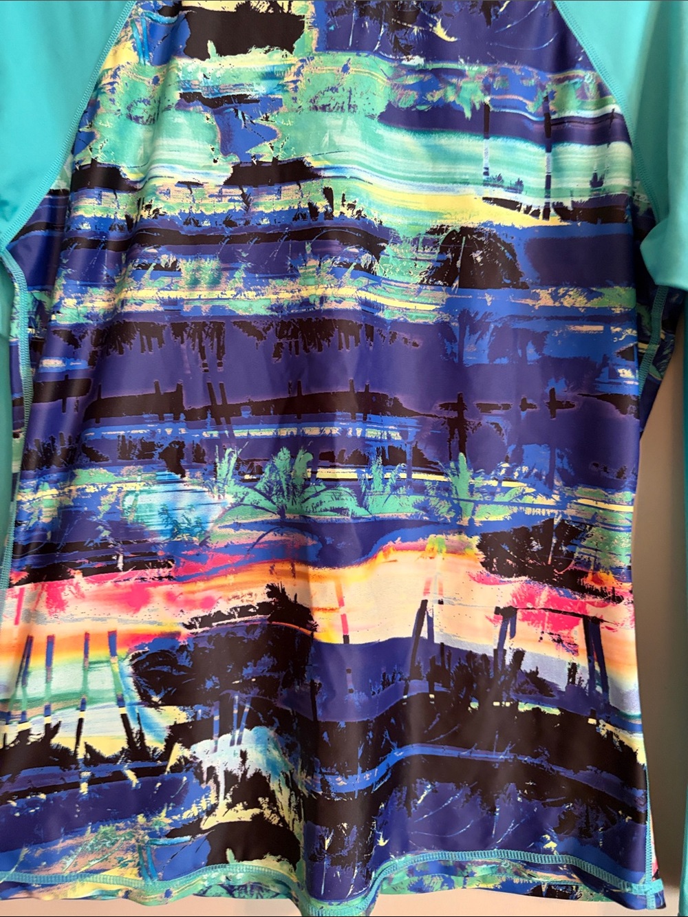 Women’s Teal & Blue Long-Sleeve Swim Rash Guard UPF 50+ - Picture 3 of 7